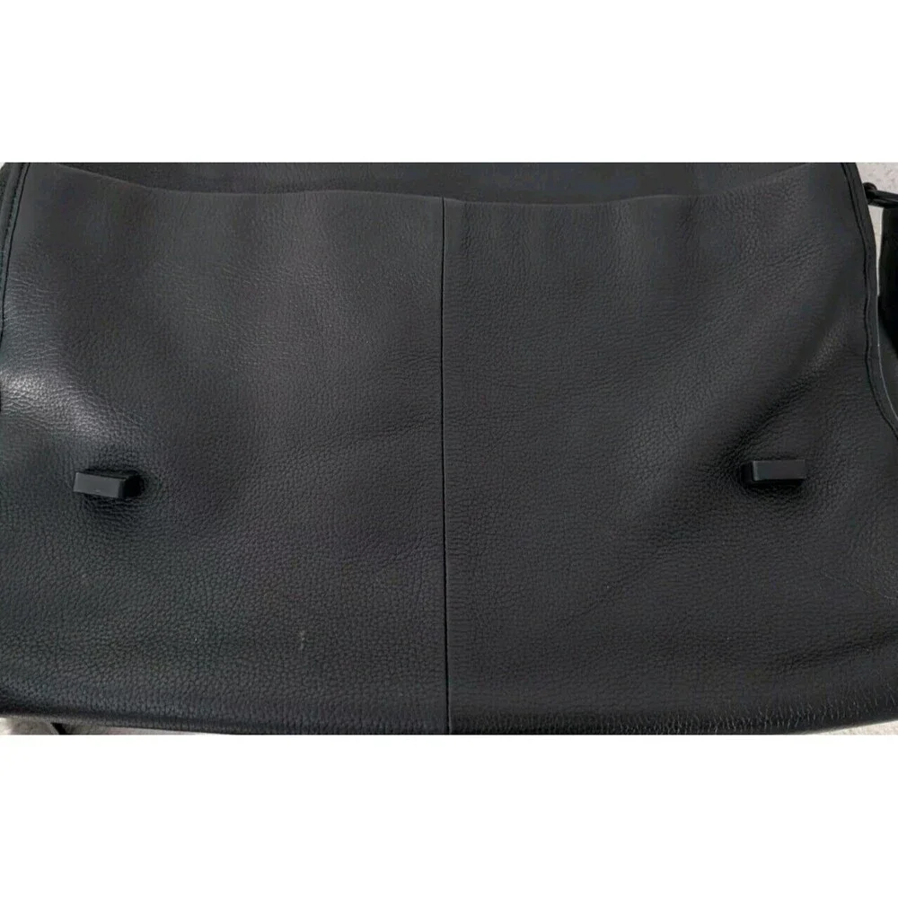 Lloyd Messenger Bag Black Pebbled Leather Turn Locks Briefcase